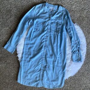 Motherhood Maternity Dress Pearl Snap Front Cotton Lyocell Blend Womens Small